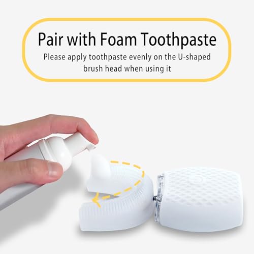 Automatic Toothbrush for Adult - Ultrasonic Electric Toothbrush with Soft Bristles & 30s Timer Rechargeable Portable Design with Wireless Charging Waterproof & Washable for Travel & Home Use (White)