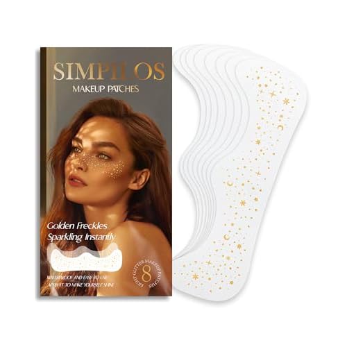 Makeup Pathes, Body Face Glitter for Kids Women Girls, Gold Glitter Makeup Speckles for Face, Singer Concerts Festival Holiday Party Rave Accessories - 8 Counts
