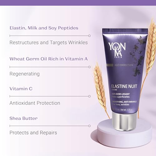 Yon-Ka Elastine Nuit Anti-Wrinkle Night Cream | Anti Aging Facial Moisturizer and Eye Cream | Soften Fine Lines and Wrinkles with Vitamin C and Elastin Peptides | Paraben-Free | 1.70 oz