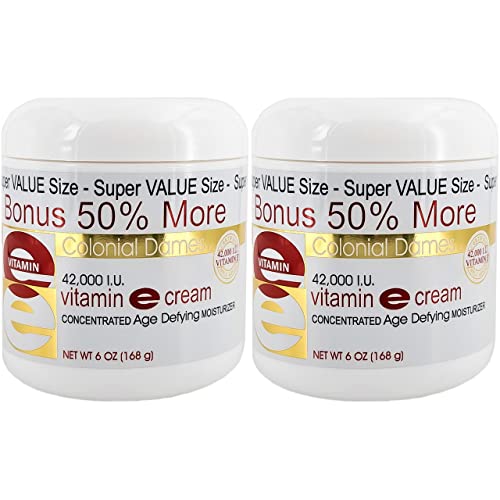 Colonial Dames Concentrated Vitamin E Moisturizing Cream 42,000 I.U. for Hydrating & Moisturizing Chapped Dry Skin & Fine Lines (Pack of Two).
