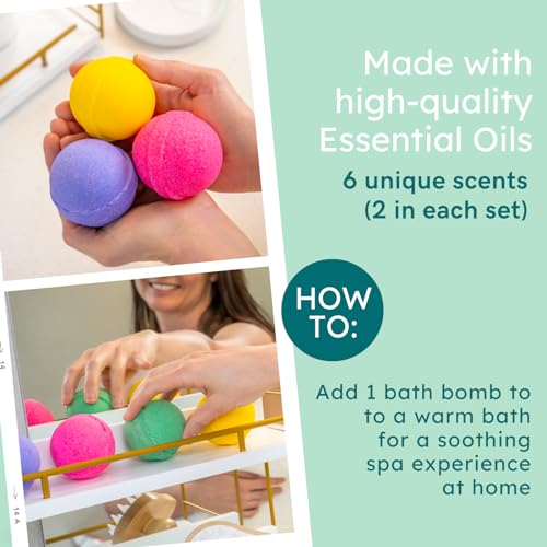 Natural Bath Bombs for Women & Men ? Handmade in USA Gift Set with Essential Oils, Shea Butter & Epsom Salt ? Non Toxic Spa Bath Bombs for Sensitive Skin ? Anovina Relaxation Gift