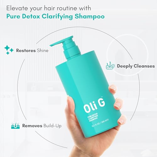 Oli G Pure Detox Clarifying Shampoo 10.1 fl oz / 300 ml ? Deep Cleansing Shampoo with Lemon Extract ? Build-Up Removing, Scalp-Refreshing & Prep-Boosting Formula for All Hair Types