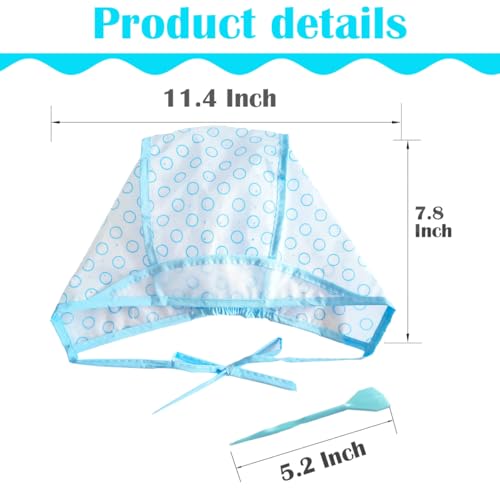 6 Pcs Hair Highlighting Cap, Highlight Caps, Hair Coloring Frosting Dye Kit with 2 Pcs Plastic Hooks for Salon DIY Hair Dyeing Hairdressing (Blue)