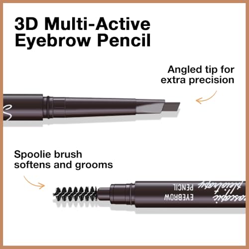 12 Pcs Ultimate Eyebrow Retractable Definer Pencils,Dual-Sided Natural Soft Textured Eyebrow Pencil, for Daily Look Eyebrow Makeup,Brow Brush,Fine Tip (12Pcs-Dark Brown-Retractable Triangle)