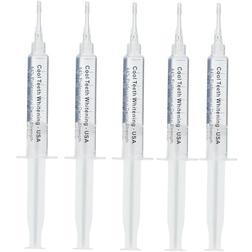 Teeth Whitening Gel for Trays - Pro Strength 44% Carbamide Peroxide, 5 Syringes (50 Treatments) + 2 Trays ? Enamel Safe, Removes Coffee & Other Stains