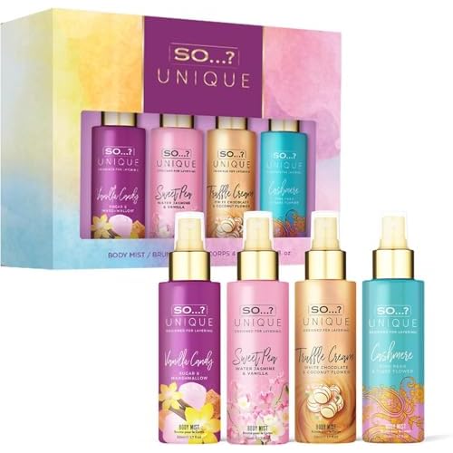So¡¦? Unique Body Mist Set - Perfumes for Women - Body Spray for Women - Vegan, Cruelty Free - Travel Size Gift Set - 650 to 1000 Sprays - 4 pcs