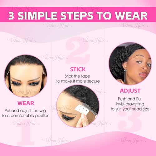 V SHOW Hidden Strap 360 Lace Front wig Human Hair with Water wave Glueless Wig Pre Plucked Pre Cut & Bleached Knots Invisible Drawstring 180% Density Brazilian Virgin Hair 20 Inch