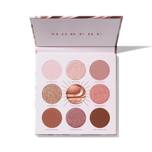 Morphe Rich & Foiled Artistry Palette - 9-Pan Metallic Eye Makeup Palette with Luxe Mattes, Shimmers, and Foil-Finishes - Mauve & Pink Colors with Luminous Shine - Rose to Fame (0.35 oz)