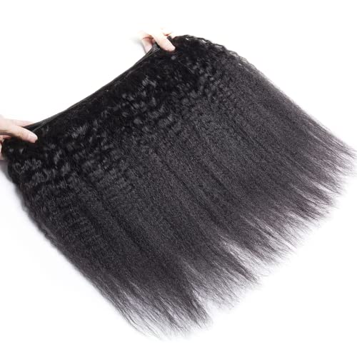 Kinky Straight Bundles Human Hair Natural Black Color 8 10 12 Inch Brazilian Unprocessed Virgin Hair Extensions