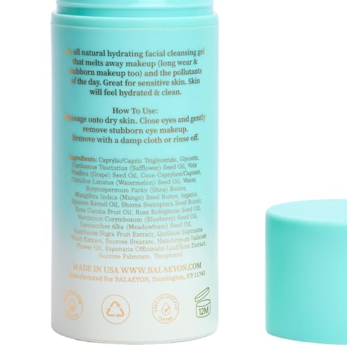 Cleansing Gel Makeup Remover, Removes Waterproof Mascara, 3-In-1 Cleanser, Oil Based, Moisturizing, Great For Sensitive Skin, All Natural, TSA Friendly, 3.38 fl oz