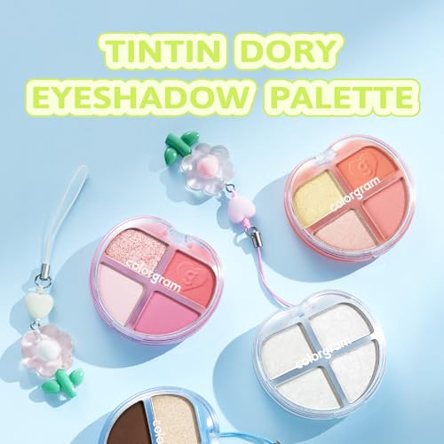 COLORGRAM TINTIN DORY EYESHADOW PALETTE 01 GLITTER DORY | 4 Color Compact Palette with Silky Smooth Texture & Strong Pigmentation | Travel-Friendly Collectible with Vibrant Shades