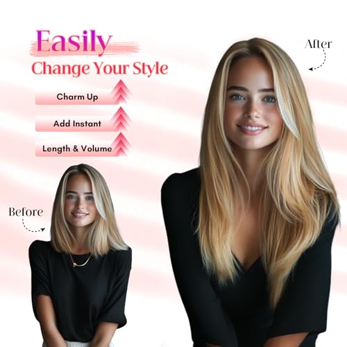 Rich Choices Halo Hair Extensions Real Human Hair Remy Hairs Halo Extension for Women Invisible Wire One Piece Clip in Hairpiece 16 Inch Straight-#12P613 Golden Brown Highlight Bleach Blonde