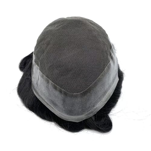 Toupee for Men PU Around+Lace Base Real European Human Hair Pieces for Mens Hair Prosthesis Patch Units Hair Replacement System for Men (7x10")