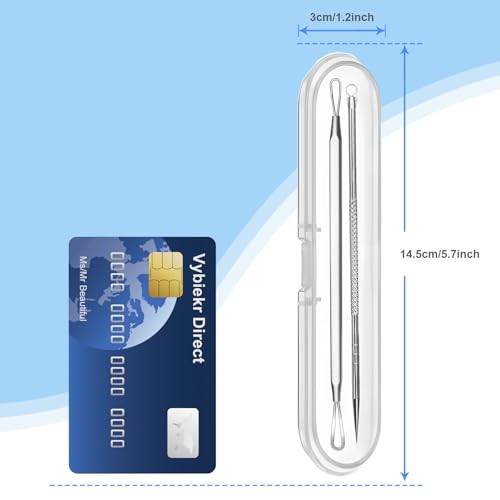 Stainless Steel Blackhead Remover, Pimple Extractor, Pimple Popper, Comedone Extractor, Surgical Grade Acne Treatment Tool, 3rd Generation Blemish Removal Kit for Face, Nose, T-Zone, 2Pcs