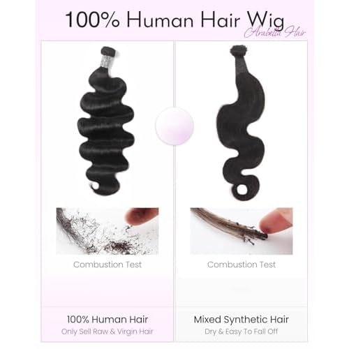 Arabella 3 Body Wave Bundles Human Hair 18 20 22 Inch Natural Black Bundles 100% Unprocessed Brazilian Virgin 10A Weave Sew in Double Weft Human Hair Bundles