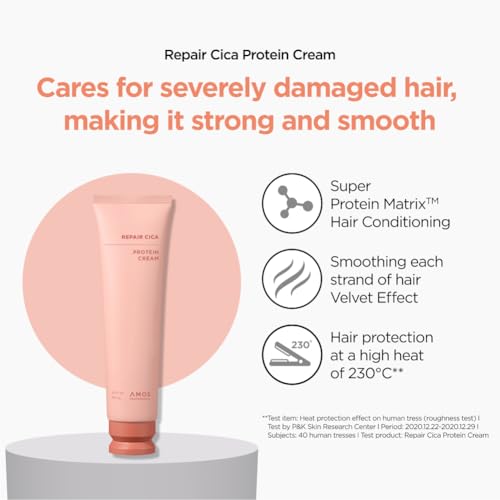AMOS PROFESSIONAL Repair Cica Protein Cream l Anti-Frizz Deep Conditioner for Split Ends & Breakage l 5.0 fl. oz.