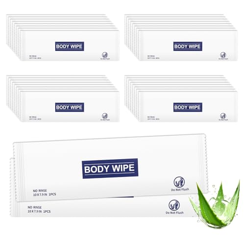 200 pcs Large Body Wipes Individually Wrapped Bulk, Disposable Skin Cleansing Wet Wipes for Men Women, Individual Wrapped, Convenient, Lightweight, Aloe Vera for Body, Hands, Face, Daily
