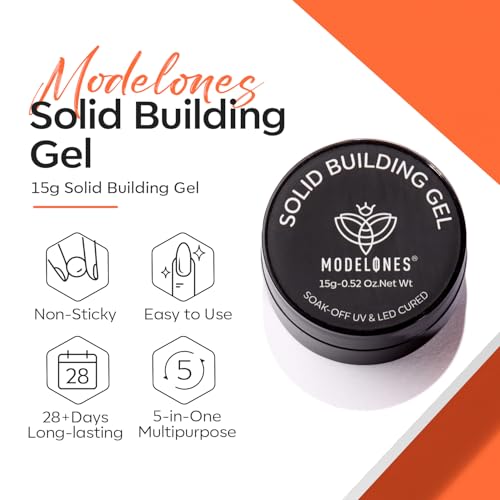 modelones 3D Sculpting Gel, Milky White Solid Nail Builder Hard Gel for Nail Art Molding & Extensions for Chrome Powder, Nails Glitter Polish Home DIY Manicure, U V Lamp Needed
