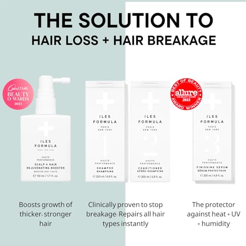 ILES FORMULA Signature Collection Deep Repair Shampoo & Conditioner w/Finishing Serum Blow Dry Cream for Dry, Damaged, Frizzy Hair - Hydrating Hair Care for Less Breakage & Healthy Hair Growth