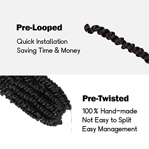 Long Passion Twist Hair 30 Inch Pre-twisted Crochet Hair Natural Black Pre-looped Synthetic Crochet Braids (8 Packs,1B)