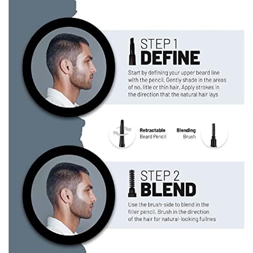 VOID Homme Gray Beard Pencil Filler for Men, Set of 4 - Instantly Covers Bald Spots & Thinning Hair, Waterproof, Sweat & Smudge-proof, Undetectable Hair Loss Solution for Gray Beards, Natural Look
