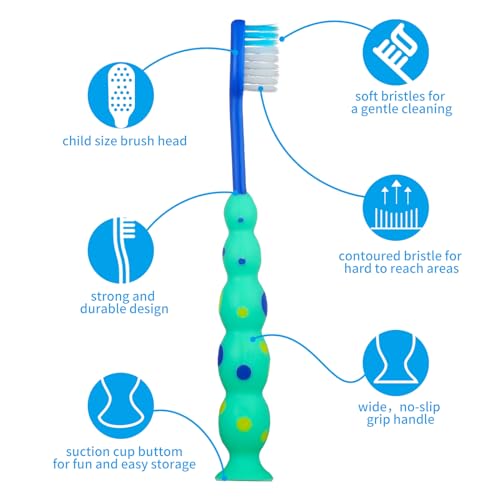 Toddler Toothbrush Pack - 36 Pieces, Soft Bristle Animal Toothbrushes with Covers & Suction Cup for Kids Sensitive Teeth