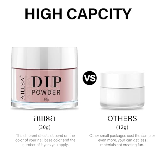 AILLSA Salmon Pink Dip Powder Nail Dipping Powder Jelly Nude Translucent DIY Manicure Salon at Home Easy to Use for Valentine's Day Gift (1 Oz)