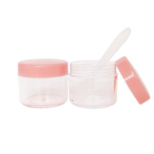 Wopanxye 12pack 20 Gram 20ml Jars, Small Cosmetic Sample Empty Container, Plastic Round Pot Pink Screw Cap Lid, Tiny 20g Bottle for Makeup, Eye Shadow, Nails, Powder, Jewelry, Free 12pcs Spatulas