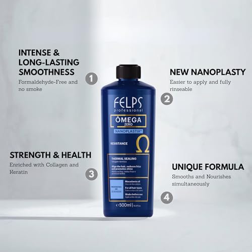 Felps Professional Omega Zero Resistance Nanoplastia Treatment, Zero Formaldehyde Hair Straightening, with Macadamia Oil, 3.38 fl.oz Mini