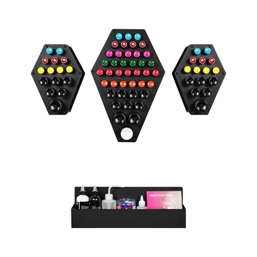 Poarmeey Tattoo Ink Holder 71 Holes - Display Stand Organizer for 1oz 41oz 81oz Pigment Bottles (Holder Only)