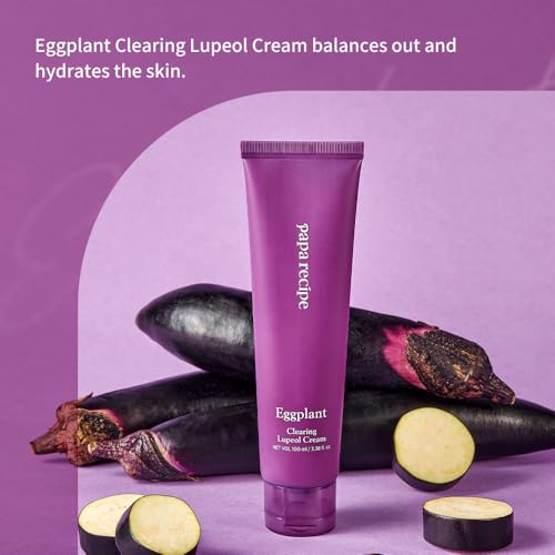 Papa Recipe Eggplant Clearing Lupeol Cream, Moisturizing Face Moisturizer for Dehyrated and Sensitive Skin, Korean Skincare, 100ml 3.38fl oz