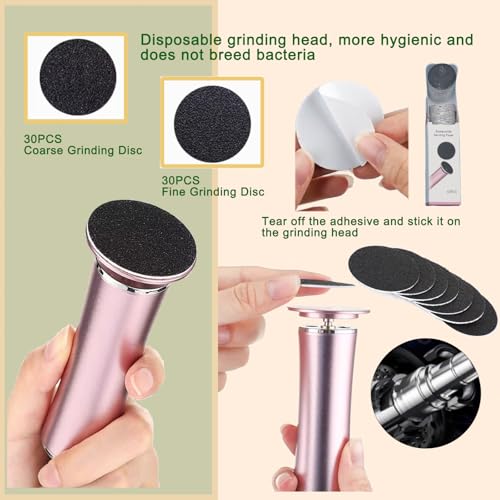 Darmave¢â Electric Foot Callus Remover, Smooth Pedicure Wand with 60 Sanding Pads, Foot Scrubber File, Pedicure Tools for Feet, Heel Scraper for Cracked Heels