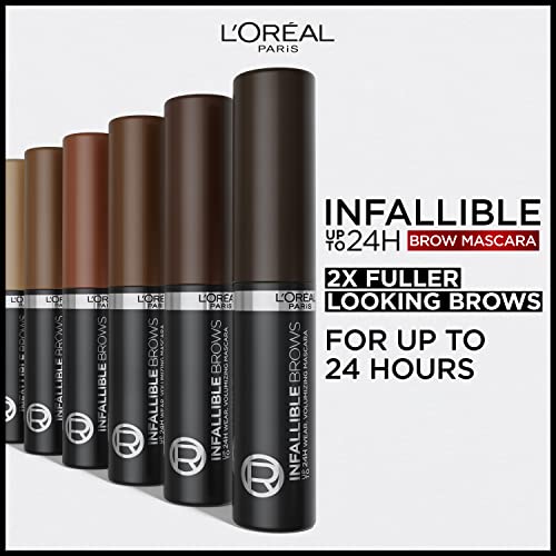 L'Oreal Paris Infallible Volumizing 24H Wear Brow Mascara, Long Lasting Eyebrow Makeup for 2X Fuller Eyebrows, 7.0 Blonde, 0.13 Fl Oz