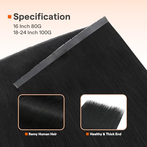 Full Shine Butterfly Weft Hair Extensions Human Hair Color Jet Black Inviisble Double Pu Hole Weft Extensions 22 Inch Long Straight Hair Genius Weft Remy Hair Add Length 100G
