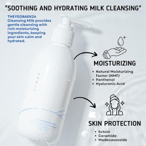 Korean Cleansing Milk for Face ? Gentle Facial Cleanser for Dry & Sensitive Skin, Hydrating Makeup Remover, 6.76 Fl Oz (200ml)