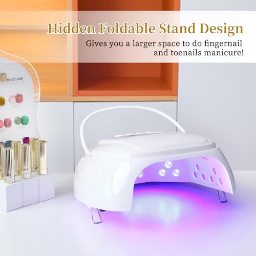 126W Rechargeable UV LED Nail Lamp, Portable Cordless Nail Dryer with Auto Sensor and 4 Timer Settings, Professional Curing Lamp for Gel Polish and Salon (White)