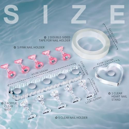 Fandamei Nail Stand, 2 Set Nail Holder for Painting Nails, Nail Stand for Press on, Press on Nail Stand for Practice, Magnetic Acrylic Nail Display Stands for Nail Art with Double-sided Tape