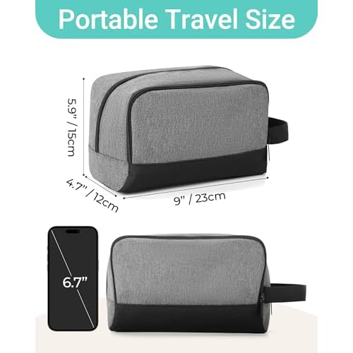 Elviros Travel Toiletry Bag for Men Hanging Dopp Kit Shaving Bag Toiletries Organizer Small Toiletry Bag for Traveling (Denim Grey)