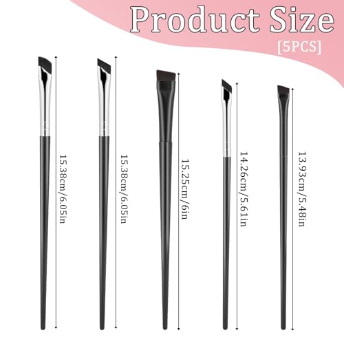 5 Pack Eyeliner Brushes Angled Eyebrow Concealer Brushes Ultra Thin Slanted Flat Angle Eye Makeup Brushes for Precision Makeup Application, Beauty Cosmetic Tool