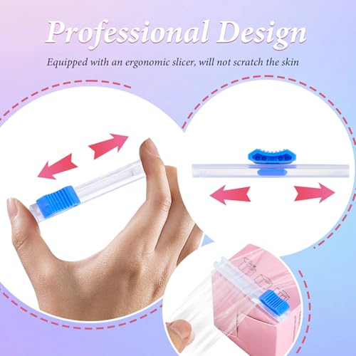 2 Pack Eyebrow Lamination supplies with Ergonomic Slicer, Premium Transparent Preservative Film, Permanent Make Up Cling Wrap Cover Tape Roll Perfect for Lip Brow Lamination Lash Lift