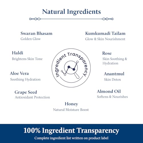 Blue Nectar Gold Face Scrub for Glowing Skin | Cleanser & Exfoliating Scrub with Aloe Vera, Walnut & Kumkumadi for Men & Women | Ayurvedic Tan Removal (12 Herbs, 1.7 Oz)