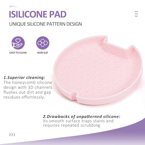 Retainer Case with Mirror,Slim Aligner Case with Vent Holes,Cute Dental Brace Box with Retainer Removal Tool and Brush (Purple Pink)