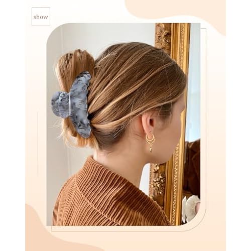 Lourny Acrylic Hair Clips for Women, 4.1 Inch Large Claw Clips for Hair Lightweight 4 PCS Non-Slip Cute Jaw Clips(Pink+White+Gray+Black)