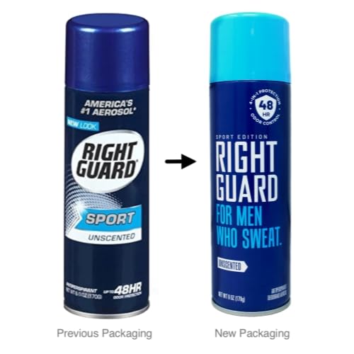 Right Guard, For Men Who Sweat, Antiperspirant Deodorant Aerosol Unscented - 6 oz, Pack of 3