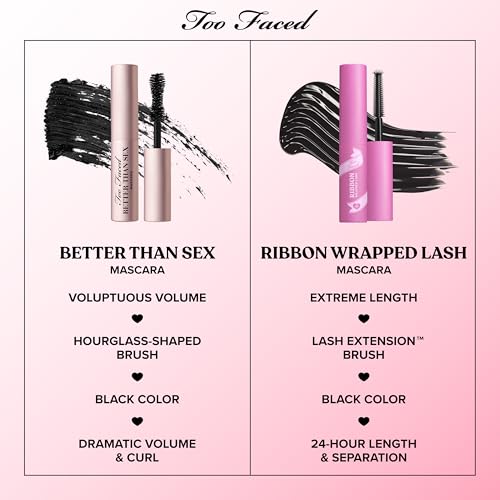 Too Faced Storybook Lashes Travel Size Mascara Set | Better Than Sex + Ribbon Wrapped Lash Tubing Mini Mascara Gift Set