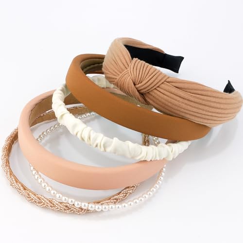 AHONEY 7 Pack Headbands for Women Girls Headbands Trendy Non Slip Hairbands Fashion Hair Accessories Multi-style Headband Pack Diademas Para Mujer (Neutral)