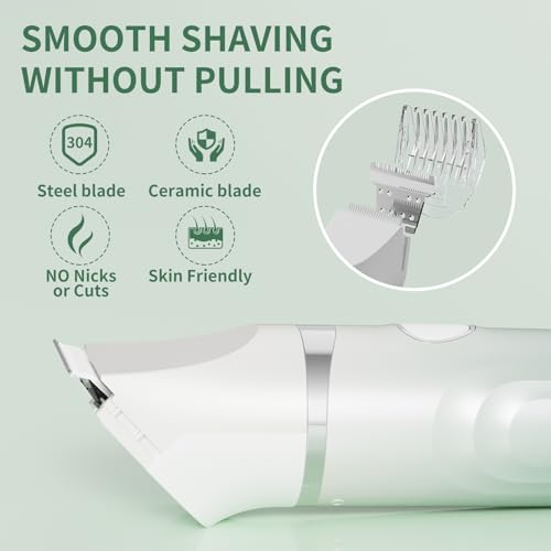 Bikini Trimmer for Women, 3 in 1 Electric Shaver for Womens,Painless Personal Body Hair Groomer,Smooth Hair Trimmer for Legs Body Facial Hair, IPX7 Waterproof