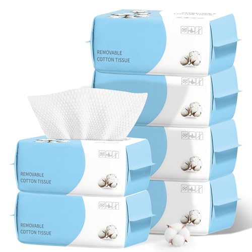 100 Count Disposable Face Towel, Biodegradable Facial Dry Wipes, Super Soft & Thick Face Cloth, Lint-Free Face Towelettes for Sensitive Skincare, Makeup Remover Dry Wipes, Facial Cleansing (6 Pack)