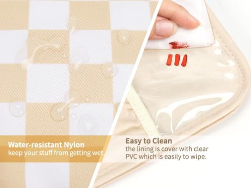 Checkered Makeup Bag Travel Cosmetic Toiletry Bag Make Up Bags with Makeup Brush Organizer Compartments for Women Girls