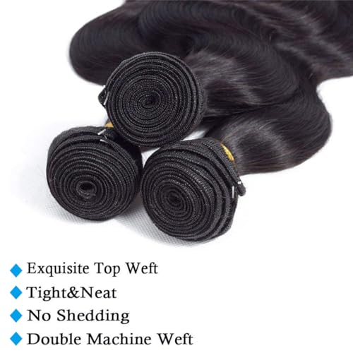 Cirvty 12A Human Hair Bundles Body Wave Bundles Human Hair Brazilian Human Hair 4 Bundles 18 20 22 24inch 100% Unprocessed Virgin Hair Weave Body Wave Human Hair Extensions Natural Black Color